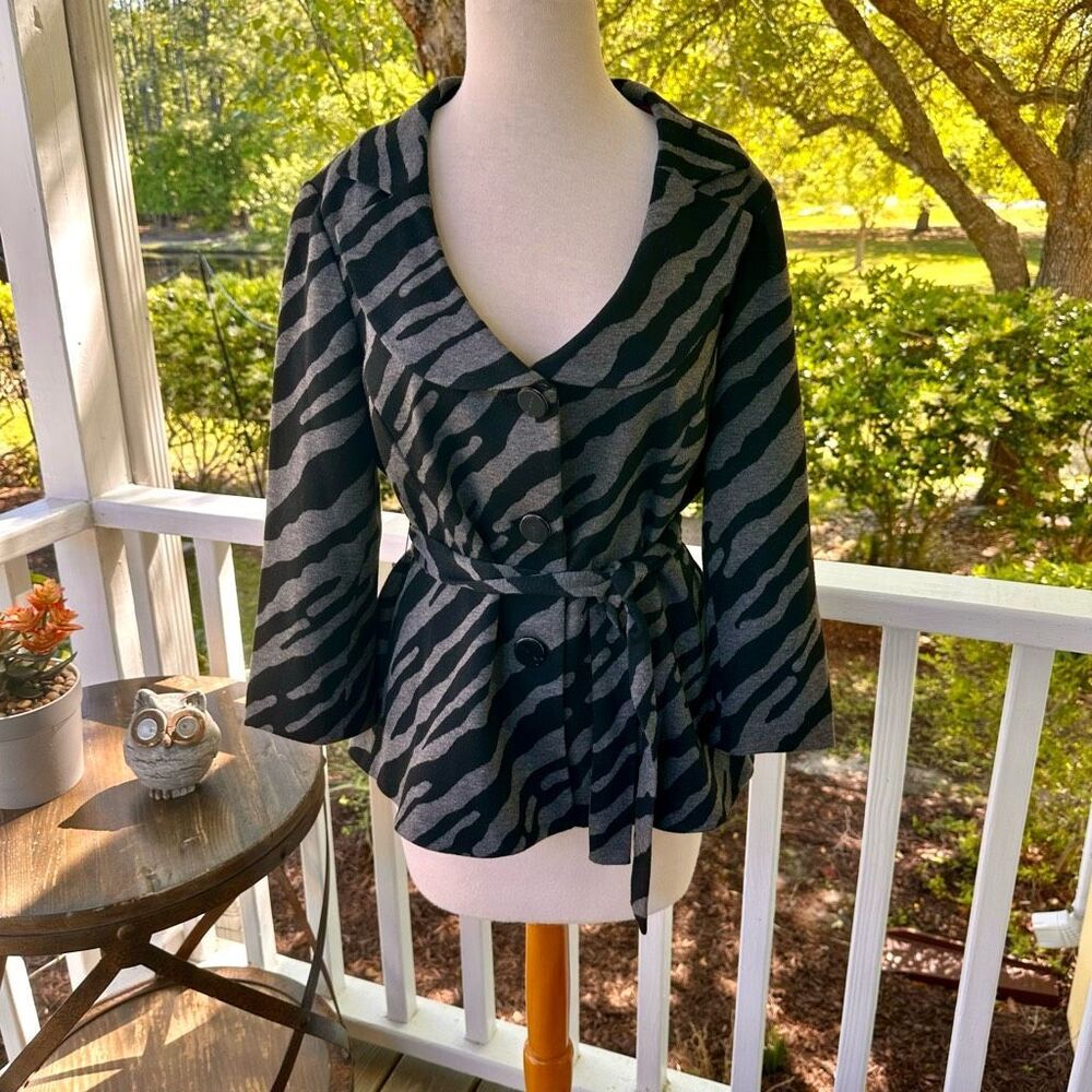 Sandro Animal Print Belted Blazer